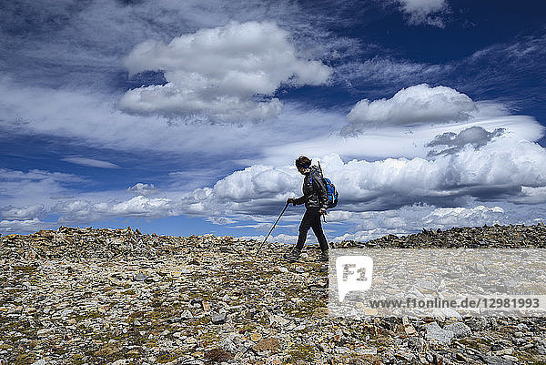 Woman hiking on Square Top Mountain in Colorado