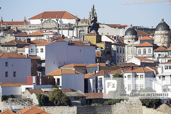 Aerial view of the old town in Oporto from the cathedral outlook  Portugal.
