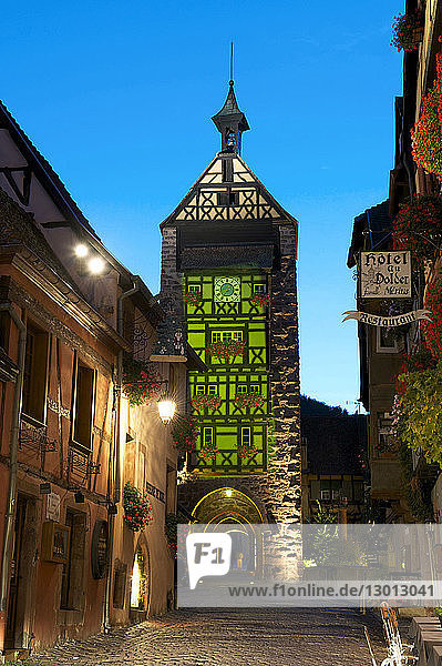 France,  Haut Rhin,  Alsace wine road,  Riquewihr,  labelled Les Plus Beaux Villages de France (The Most Beautiful Villages of France),  the Dolder hotel