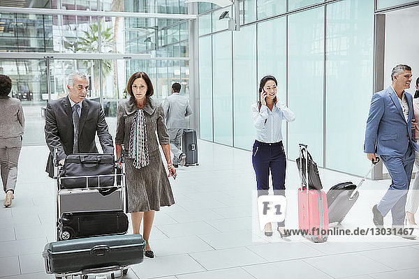 Business people with luggage in airport