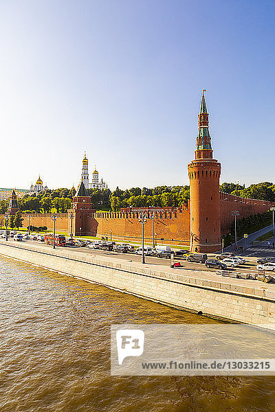The Kremlin  UNESCO World Heritage Site  and Moscow River  Moscow  Russia