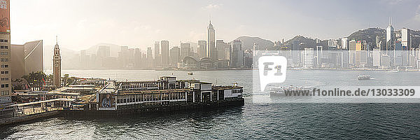 Star Ferry with Hong Kong Island behind  seen from Kowloon  Hong Kong  China