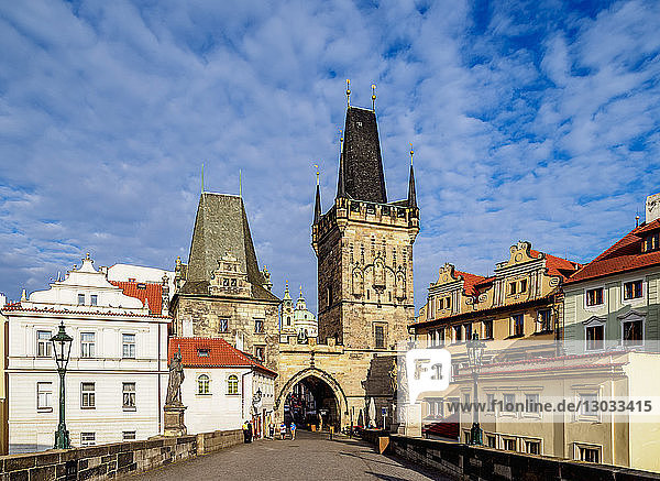 Brückenturm der Kleinseite  Karlsbrücke  Mala Strana  Prag  UNESCO-Weltkulturerbe  Region Böhmen  Tschechische Republik