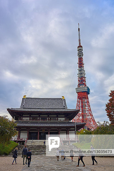 Zojo Ji shrine and the Tokyo Tower  Tokyo  Japan