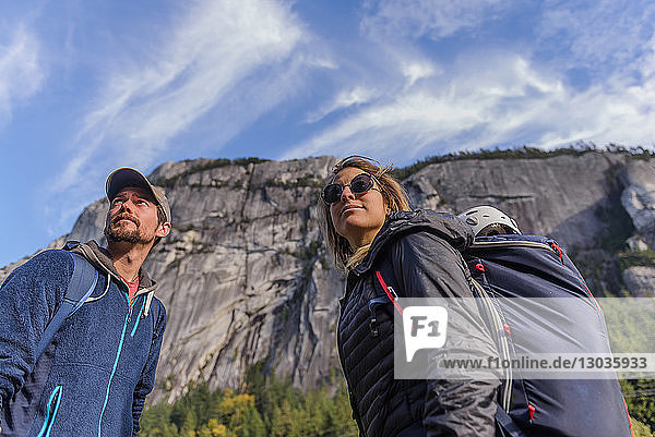 Rock climber couple on Malamute  Squamish  Canada