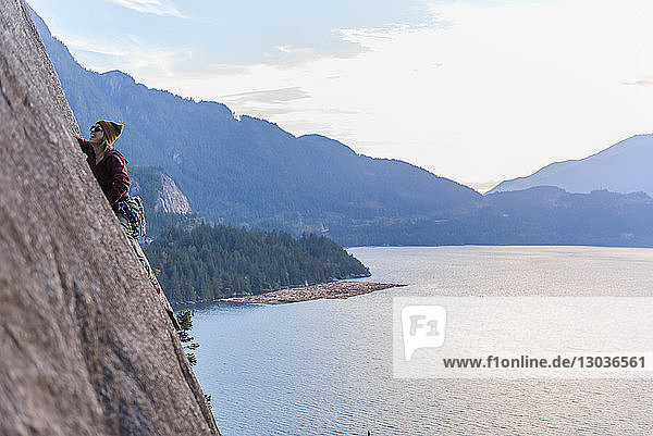 Rock climber on Malamute  Squamish  Canada