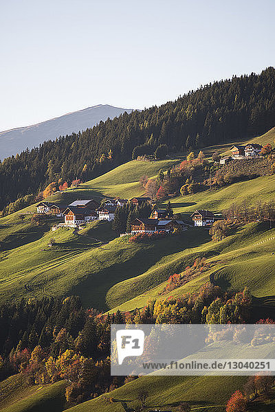 High angle view of houses on mountains