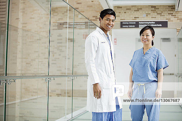 Portrait of doctors standing in hospital