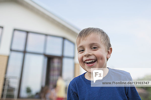 Portrait cute boy laughing