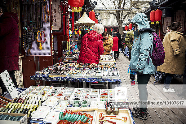 Souvenirs for sale at the Northwest Antiques Market; Xian  Shaanxi Province  China