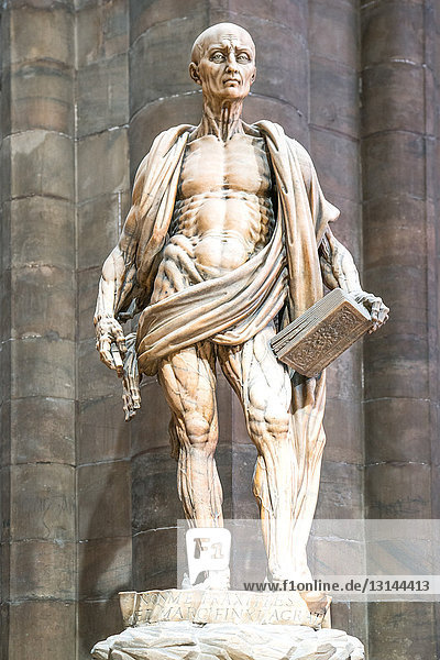 Milan  Italy  The interior of the Duomo Cathedral  the statue of St. Bartolomeo skinned  by Marco D'Agrate