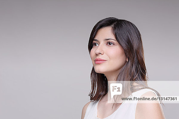 Portrait of young woman  pensive expression