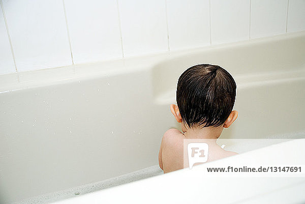 Baby boy in bathtub