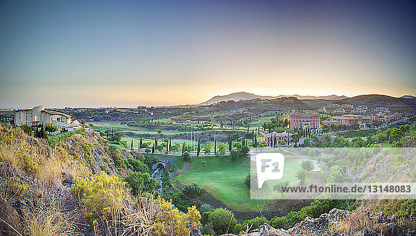 Spanish golf course at dusk
