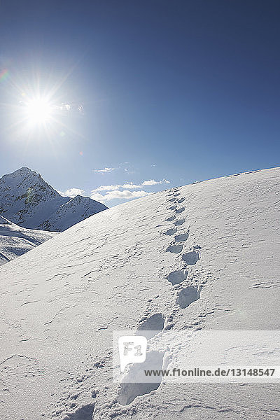 Footprints in snow  Kuhtai  Austria
