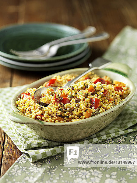 Vegetable cous cous side dish for two