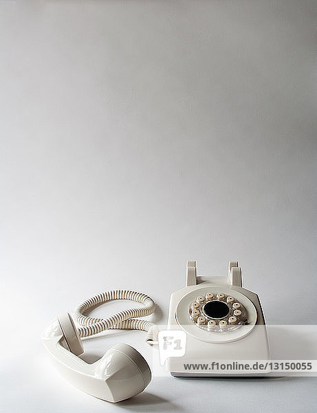 White telephone off the hook  studio shot