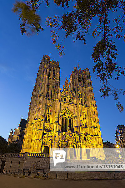 Kathedrale von St. Michael und St. Gudula bei Nacht  Brüssel  Belgien