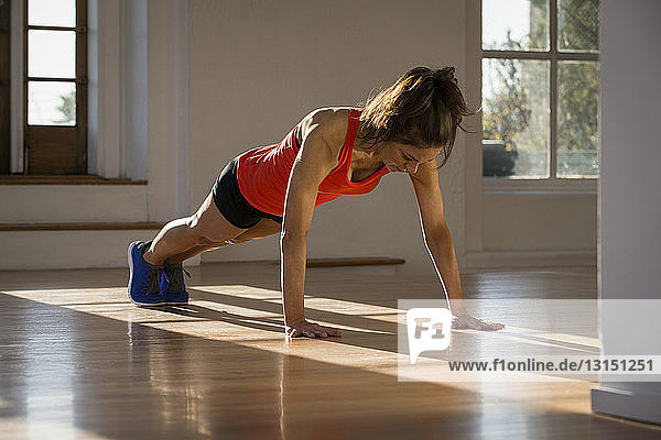 Woman in plank position