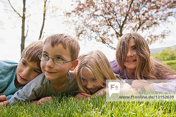 Children playing in the grass