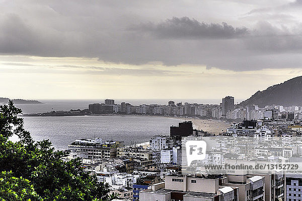 Elevated view of Copacabana and Leme from Morro da Babilonia  Rio de Janeiro  Brazil