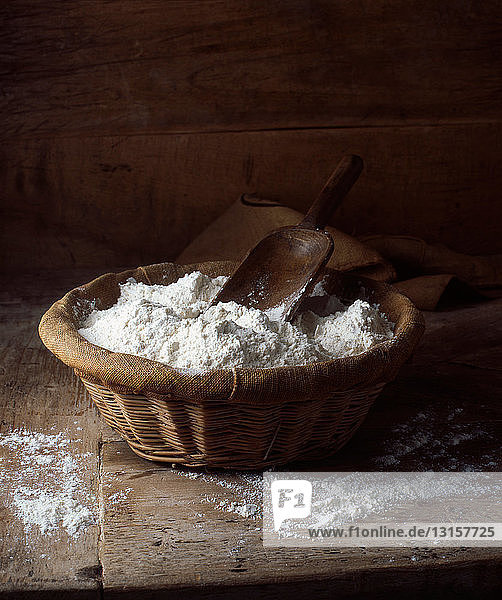 Organic flour in basket