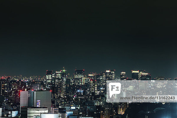 View of Tokyo skyline at night  Japan