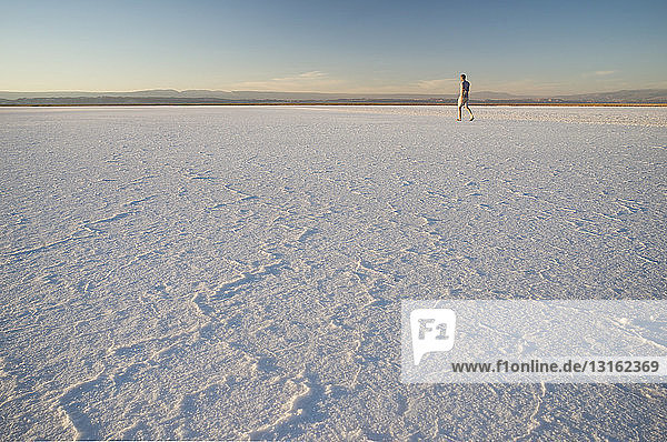 Wandernder Mann Laguna Salada Salar de Atacama El Norte Grande Chile
