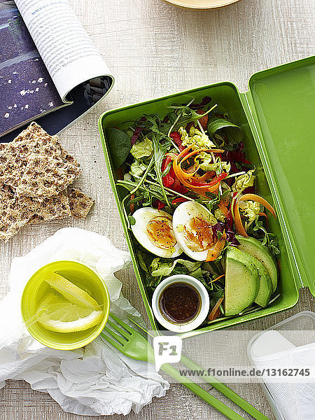Lunch box of egg salad