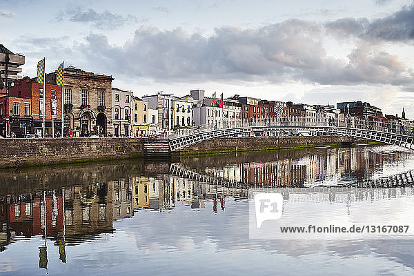 View of half penny bridge  Dublin  Republic of Ireland
