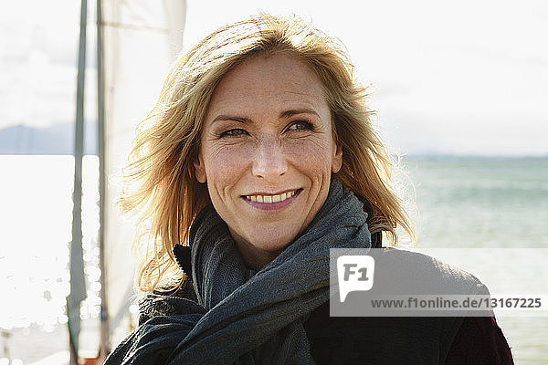 Portrait of mature woman  outdoors  smiling