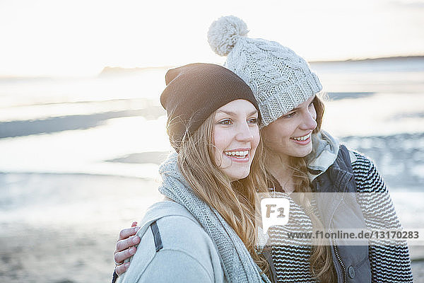 Two female friends enjoying the beach