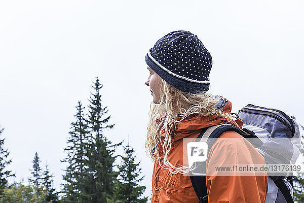 Young woman hiking in the Bavarian mountains