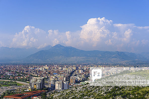 Albanien  Shkoder  Blick von der Burg Rozafa