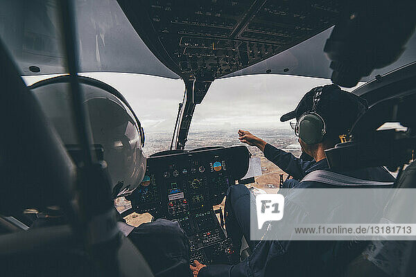 Police pilot during the helicopter flight