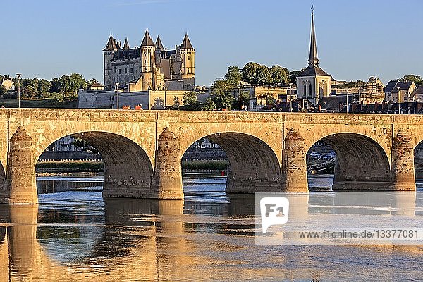 France,  Maine et Loire,  Loire Valley listed as World Heritage by UNESCO,  the castle of Saumur and the Loire river