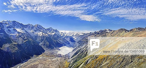 Murchison Glacier im Mount Cook Nationalpark Aoraki Neuseeländische Alpen Südinsel Neuseeland Ozeanien