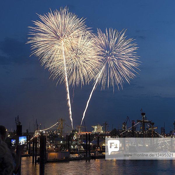 Feuerwerk über dem Hamburger Hafen  Elbe  Hamburg