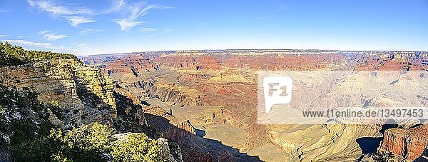 Panorama  Blick vom Mather Point  erodierte Felslandschaft  South Rim  Grand Canyon National Park  Arizona  USA  Nordamerika