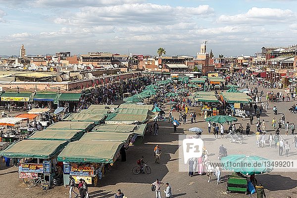 Locals on a busy place  Djemaa El Fna square  Marrakech  Morocco  Africa