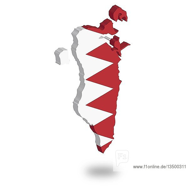 Umriss Und Flagge Von Bahrain 3d Schwebend