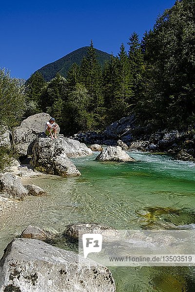 River Soca  Isonzo  Triglav National Park  near Trenta  Soca Valley  Slovenia  Europe