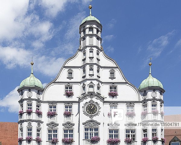 Memminger Rathaus von 1589 Renaissance Memmingen Schwaben Bayern Deutschland Europa