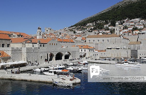 Alter Hafen  Dubrovnik  Blick von der Stadtmauer  Dubrovnik  Kroatien  Europa