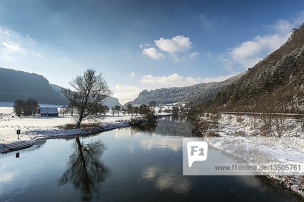 Donau im winterlichen Oberen Donautal  Hausen im Tal  Donautal  Baden-WÃ¼rttemberg  Deutschland  Europa