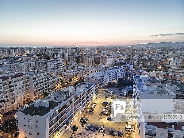 Residential district of Faro at twilight  Algarve  Portugal  Europe