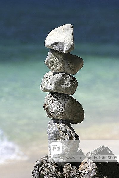 Stone pile on a beach  Thailand  Asia