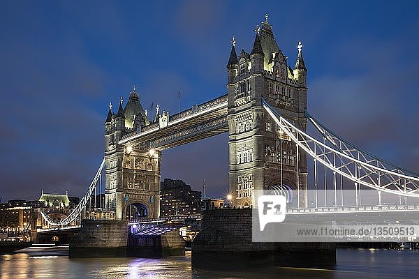 Tower Bridge  dusk twilight  London  England  Great Britain