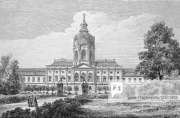 Das königliche Schloss in Charlottenburg  Berlin  Holzschnitt aus dem Jahr 1888  Deutschland  Europa
