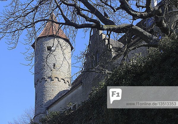 Wehrturm der Burg Moeckmuehl  auch bekannt als Goetzenburg  Moeckmuehl  Baden-Wuerttemberg  Deutschland  Europa